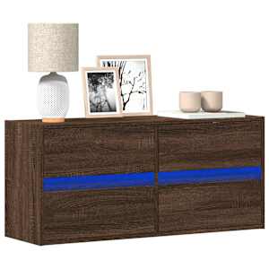 Nástěnná TV skříňka s LED osvětlením hnědý dub 100 x 31 x 45 cm - obrázek 1