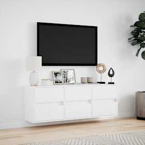 Nástěnná TV skříňka s LED osvětlením bílá 130 x 31 x 45 cm - obrázek 4
