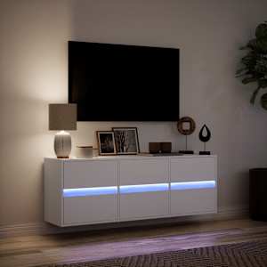 Nástěnná TV skříňka s LED osvětlením bílá 130 x 31 x 45 cm - obrázek 5