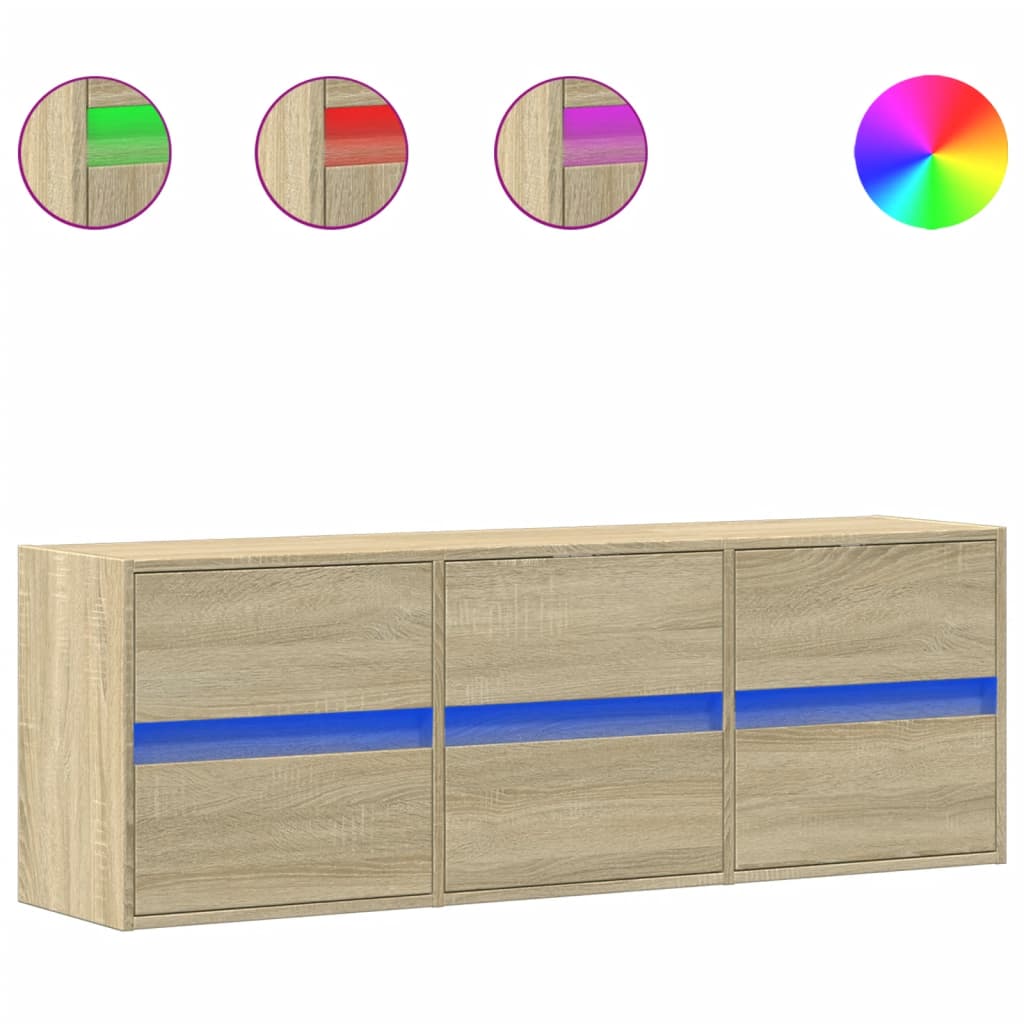Thumbnail - vidaXL TV-Wandschrank mit LED-Beleuchtung Sonoma-Eiche 130x31x45 cm