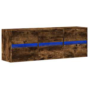 Nástěnná TV skříňka s LED osvětlením kouřový dub 130x31x45 cm - obrázek 3