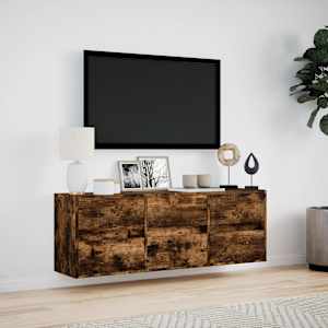 Nástěnná TV skříňka s LED osvětlením kouřový dub 130x31x45 cm - obrázek 4