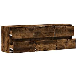 Nástěnná TV skříňka s LED osvětlením kouřový dub 130x31x45 cm - obrázek 9