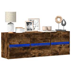 Nástěnná TV skříňka s LED osvětlením kouřový dub 130x31x45 cm - obrázek 1