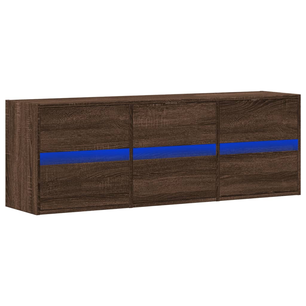 Thumbnail - vidaXL TV-Wandschrank LED-Beleuchtung Braun Eichen-Optik 130x31x45 cm