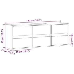 Nástěnná TV skříňka s LED osvětlením hnědý dub 130 x 31 x 45 cm - obrázek 15