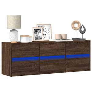 Nástěnná TV skříňka s LED osvětlením hnědý dub 130 x 31 x 45 cm - obrázek 1