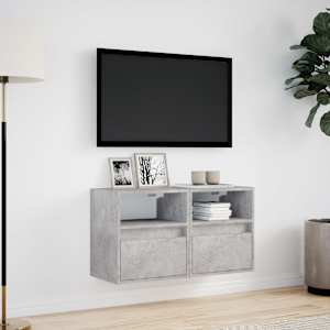 Nástěnné TV skříňky s LED 2 ks betonově šedé 41 x 31 x 45 cm - obrázek 4