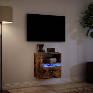 Nástěnná TV skříňka s LED osvětlením kouřový dub 41x31x45 cm - obrázek 5