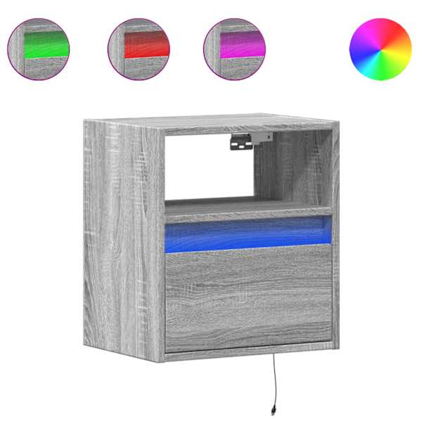 vidaXL teleri seinakapp LED-tuledega, hall Sonoma tamm, 41x31x45 cm