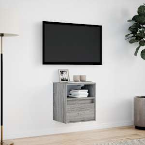 Nástěnná TV skříňka s LED osvětlením šedá sonoma 41x31x45 cm - obrázek 4