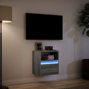 Nástěnná TV skříňka s LED osvětlením šedá sonoma 41x31x45 cm - obrázek 5