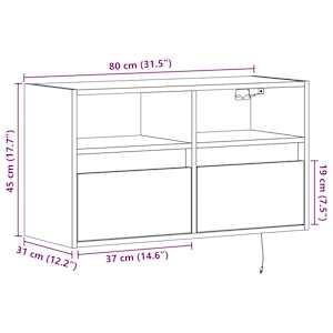 Nástěnná TV skříňka s LED osvětlením bílá 80 x 31 x 45 cm - obrázek 16