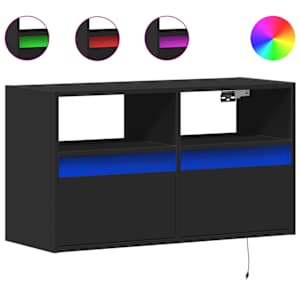 Nástěnná TV skříňka s LED osvětlením černá 80 x 31 x 45 cm - obrázek 2