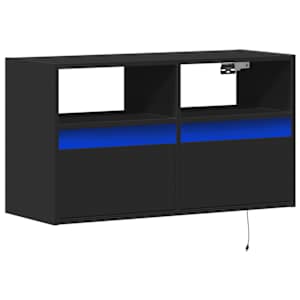Nástěnná TV skříňka s LED osvětlením černá 80 x 31 x 45 cm - obrázek 3