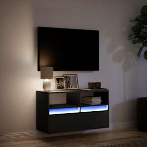 Nástěnná TV skříňka s LED osvětlením černá 80 x 31 x 45 cm - obrázek 5