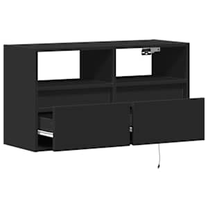 Nástěnná TV skříňka s LED osvětlením černá 80 x 31 x 45 cm - obrázek 9