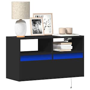 Nástěnná TV skříňka s LED osvětlením černá 80 x 31 x 45 cm - obrázek 1