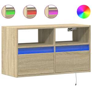 Nástěnná TV skříňka s LED osvětlením dub sonoma 80 x 31 x 45 cm - obrázek 2
