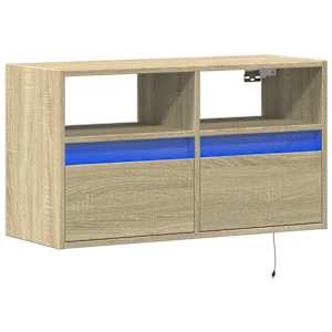 Nástěnná TV skříňka s LED osvětlením dub sonoma 80 x 31 x 45 cm - obrázek 3