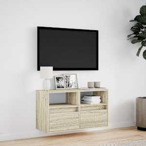 Nástěnná TV skříňka s LED osvětlením dub sonoma 80 x 31 x 45 cm - obrázek 4
