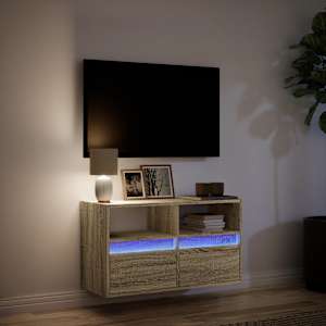 Nástěnná TV skříňka s LED osvětlením dub sonoma 80 x 31 x 45 cm - obrázek 5