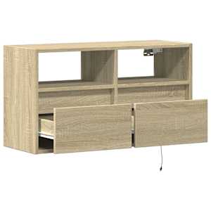 Nástěnná TV skříňka s LED osvětlením dub sonoma 80 x 31 x 45 cm - obrázek 9