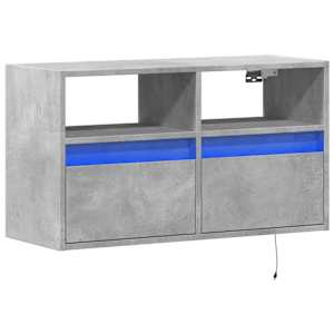 Nástěnná TV skříňka s LED osvětlením betonově šedá 80x31x45 cm - obrázek 3