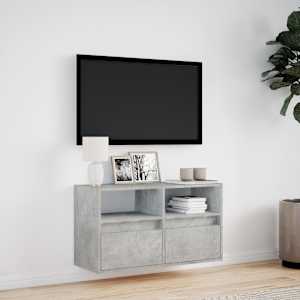 Nástěnná TV skříňka s LED osvětlením betonově šedá 80x31x45 cm - obrázek 4