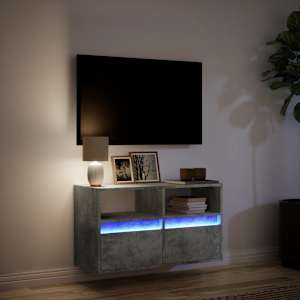 Nástěnná TV skříňka s LED osvětlením betonově šedá 80x31x45 cm - obrázek 5