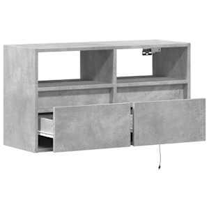Nástěnná TV skříňka s LED osvětlením betonově šedá 80x31x45 cm - obrázek 9