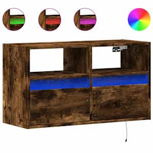 Nástěnná TV skříňka s LED osvětlením kouřový dub 80x31x45 cm - obrázek 2