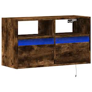 Nástěnná TV skříňka s LED osvětlením kouřový dub 80x31x45 cm - obrázek 3