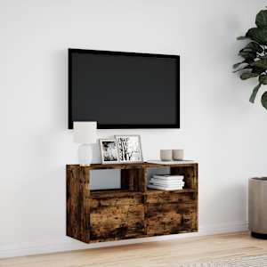Nástěnná TV skříňka s LED osvětlením kouřový dub 80x31x45 cm - obrázek 4