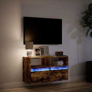 Nástěnná TV skříňka s LED osvětlením kouřový dub 80x31x45 cm - obrázek 5