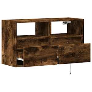 Nástěnná TV skříňka s LED osvětlením kouřový dub 80x31x45 cm - obrázek 9