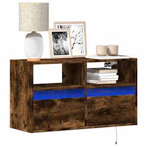 Nástěnná TV skříňka s LED osvětlením kouřový dub 80x31x45 cm - obrázek 1