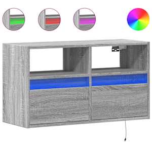 Nástěnná TV skříňka s LED osvětlením šedá sonoma 80x31x45 cm - obrázek 2