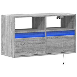 Nástěnná TV skříňka s LED osvětlením šedá sonoma 80x31x45 cm - obrázek 3