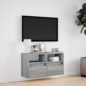 Nástěnná TV skříňka s LED osvětlením šedá sonoma 80x31x45 cm - obrázek 4
