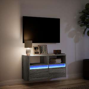 Nástěnná TV skříňka s LED osvětlením šedá sonoma 80x31x45 cm - obrázek 5