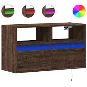 Nástěnná TV skříňka s LED osvětlením hnědý dub 80 x 31 x 45 cm - obrázek 2