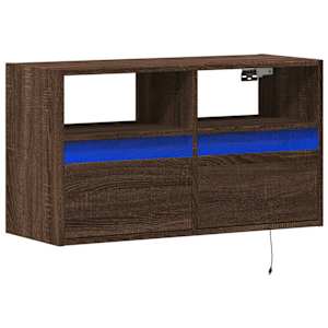 Nástěnná TV skříňka s LED osvětlením hnědý dub 80 x 31 x 45 cm - obrázek 3