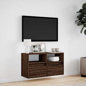 Nástěnná TV skříňka s LED osvětlením hnědý dub 80 x 31 x 45 cm - obrázek 4