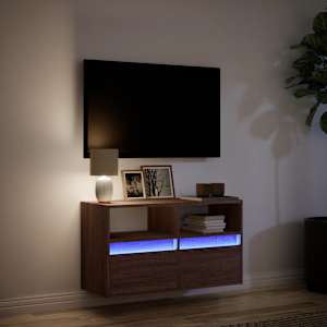 Nástěnná TV skříňka s LED osvětlením hnědý dub 80 x 31 x 45 cm - obrázek 5