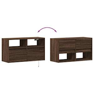 Nástěnná TV skříňka s LED osvětlením hnědý dub 80 x 31 x 45 cm - obrázek 10