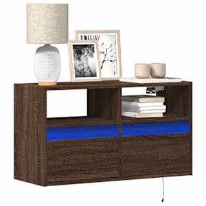 Nástěnná TV skříňka s LED osvětlením hnědý dub 80 x 31 x 45 cm - obrázek 1