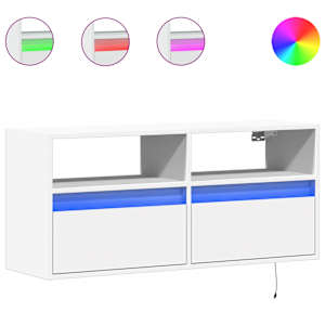Nástěnná TV skříňka s LED osvětlením bílá 100 x 31 x 45 cm - obrázek 2