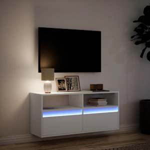 Nástěnná TV skříňka s LED osvětlením bílá 100 x 31 x 45 cm - obrázek 5