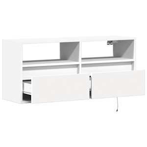 Nástěnná TV skříňka s LED osvětlením bílá 100 x 31 x 45 cm - obrázek 9